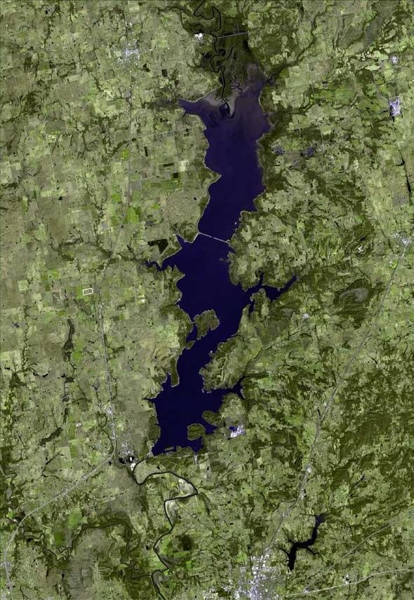 Satellite view of Oologah Lake, Oklahoma